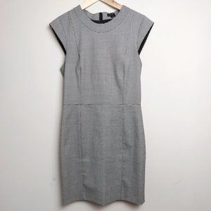 Theory Orinthia Houndstooth Black & White Mini Mid-Thigh Sheath Dress Size 8